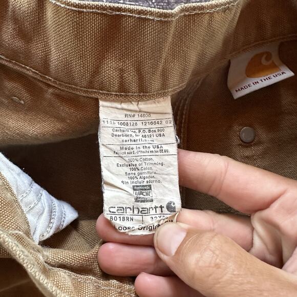 Men's Carhartt B01 USA Double Knee Front Canvas Distressed Work Pants Sz 32 X 34 - Picture 3 of 4